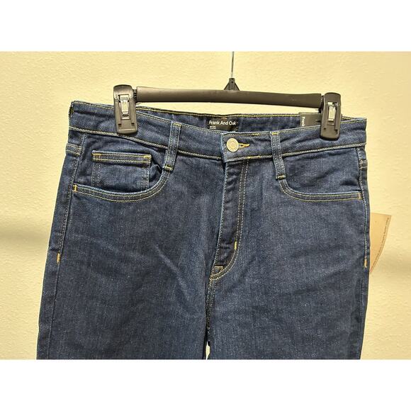 Frank And Oak Women's Cyndi High Rise Straight Jeans Dark Indigo Choose Your Sz - Picture 2 of 7